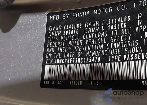 2017 Honda Accord Hybrid Touring z USA, uszkodzony, nr VIN JHMCR6F79HC025479